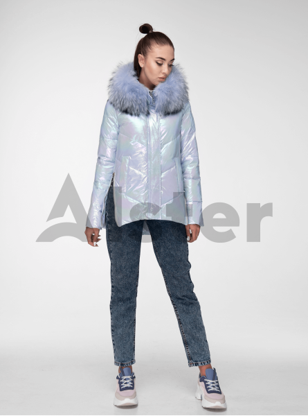 Куртка зимняя перламутровая с мехом енота