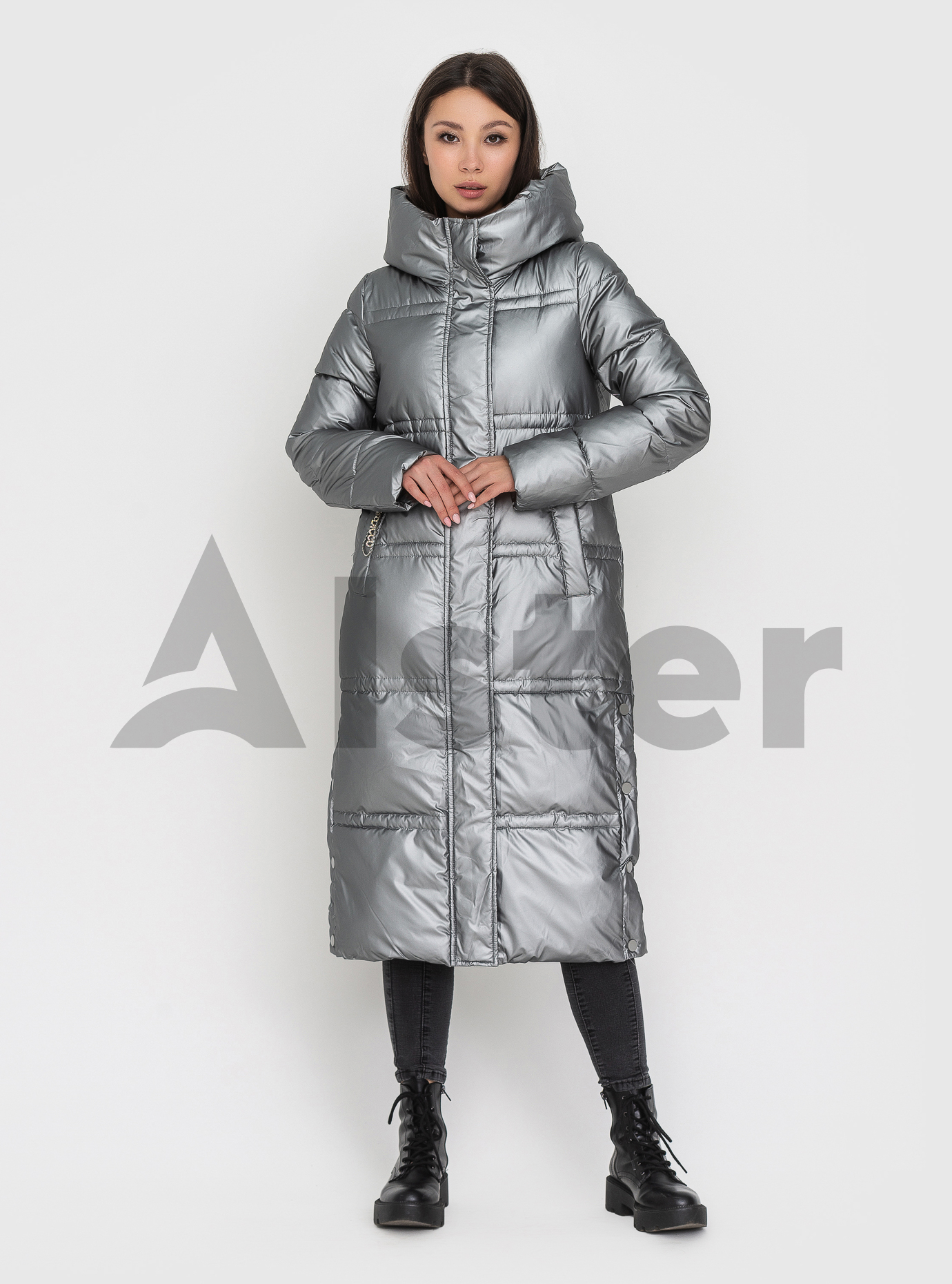 Длинная женская куртка ZLLY Серебро 2XL (ZL21543-20): фото - Alster.ua