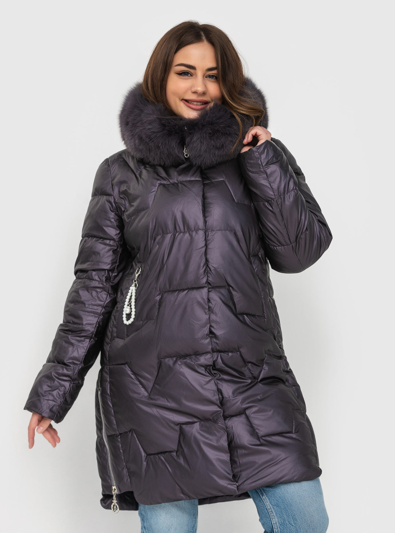 Зимняя куртка с мехом ZLLY Баклажан 4XL (ZL21560-25): фото - Alster.ua