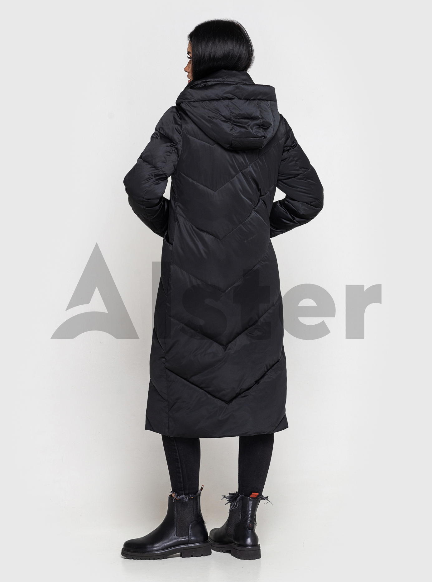Длинное зимнее женское пальто ZLLY 2593 с поясом Чёрный XL (ZL2593-09): фото - Alster.ua