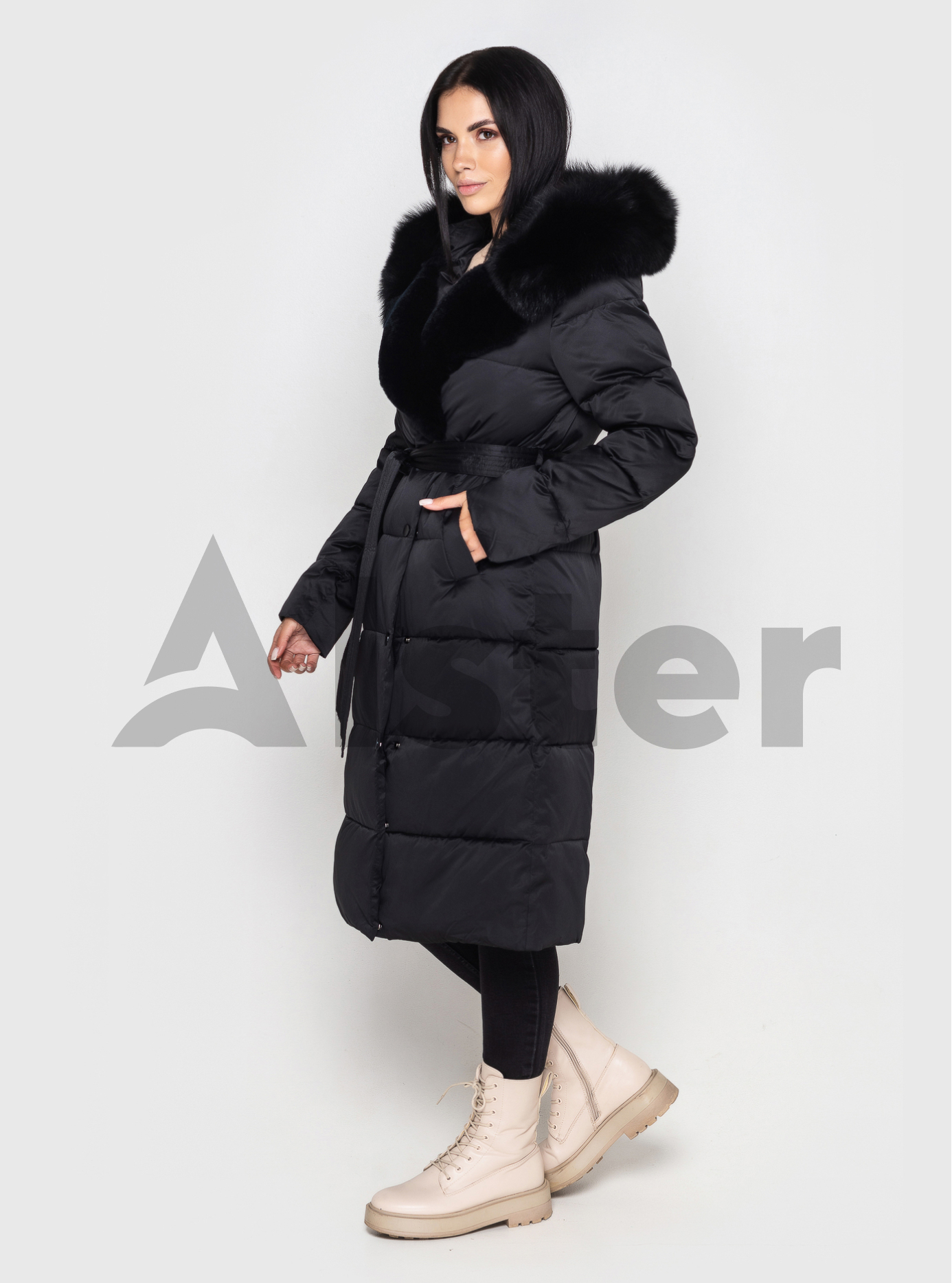 Длинный пуховик ZLLY 2638 с поясом Чёрный 2XL (ZL2638-05): фото - Alster.ua