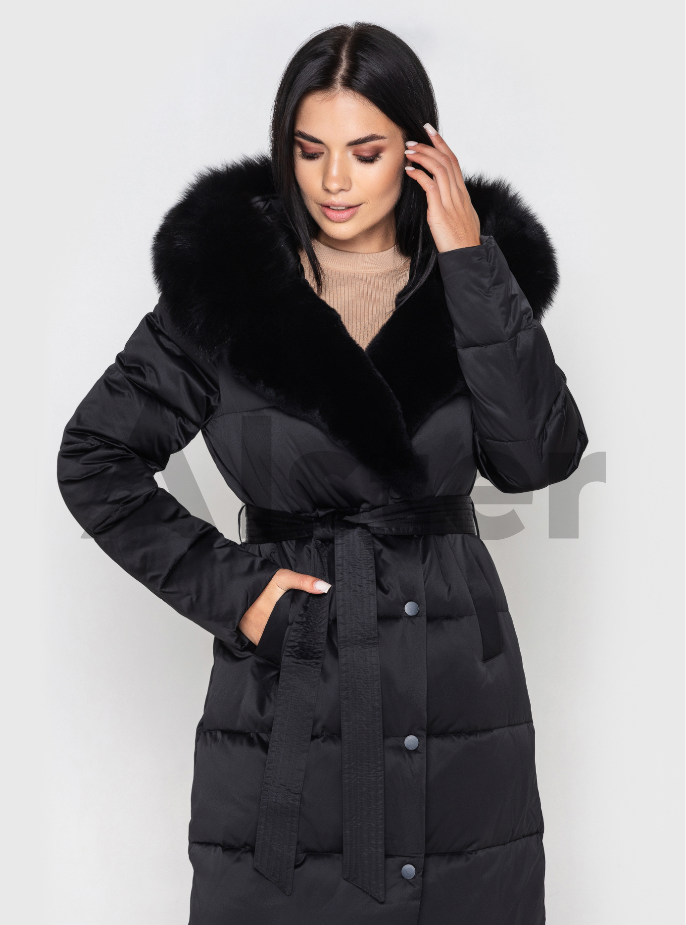 Длинный пуховик ZLLY 2638 с поясом Чёрный 2XL (ZL2638-05): фото - Alster.ua
