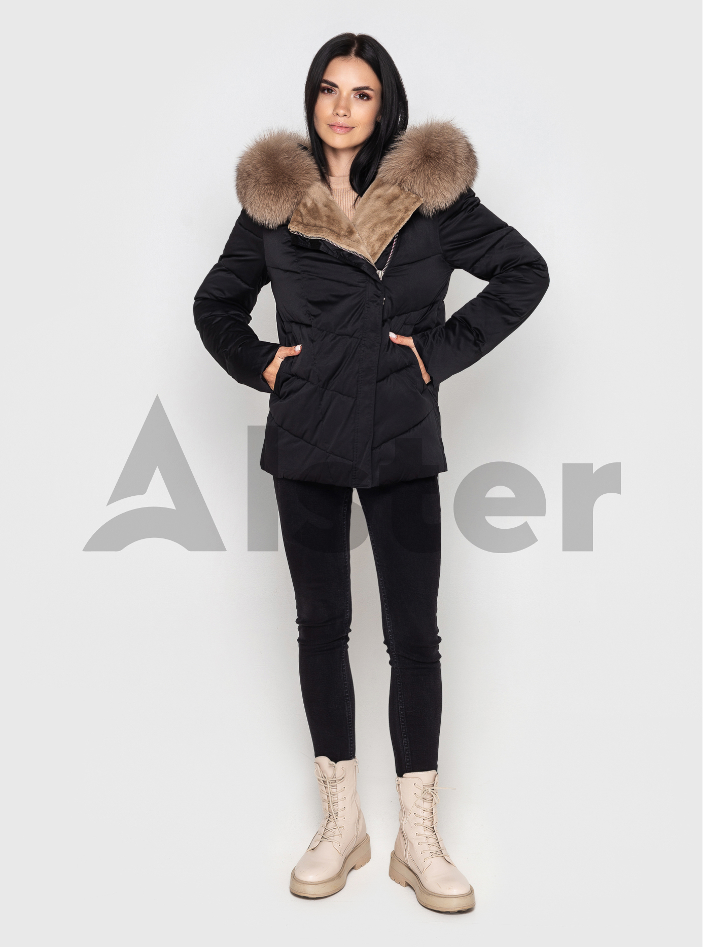 Короткая женская куртка ZLLY 3295 с мехом Чёрный M (ZL3295-02): фото - Alster.ua