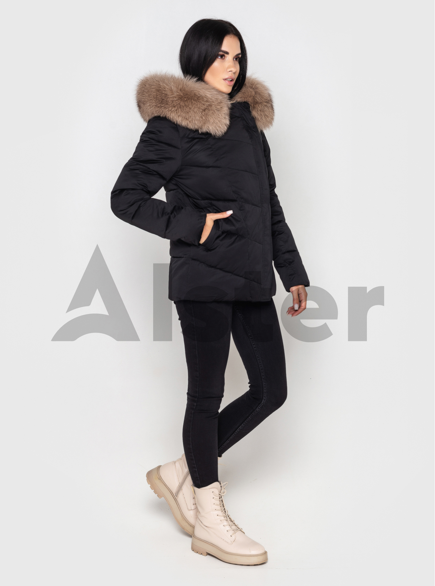 Короткая женская куртка ZLLY 3295 с мехом Чёрный M (ZL3295-02): фото - Alster.ua