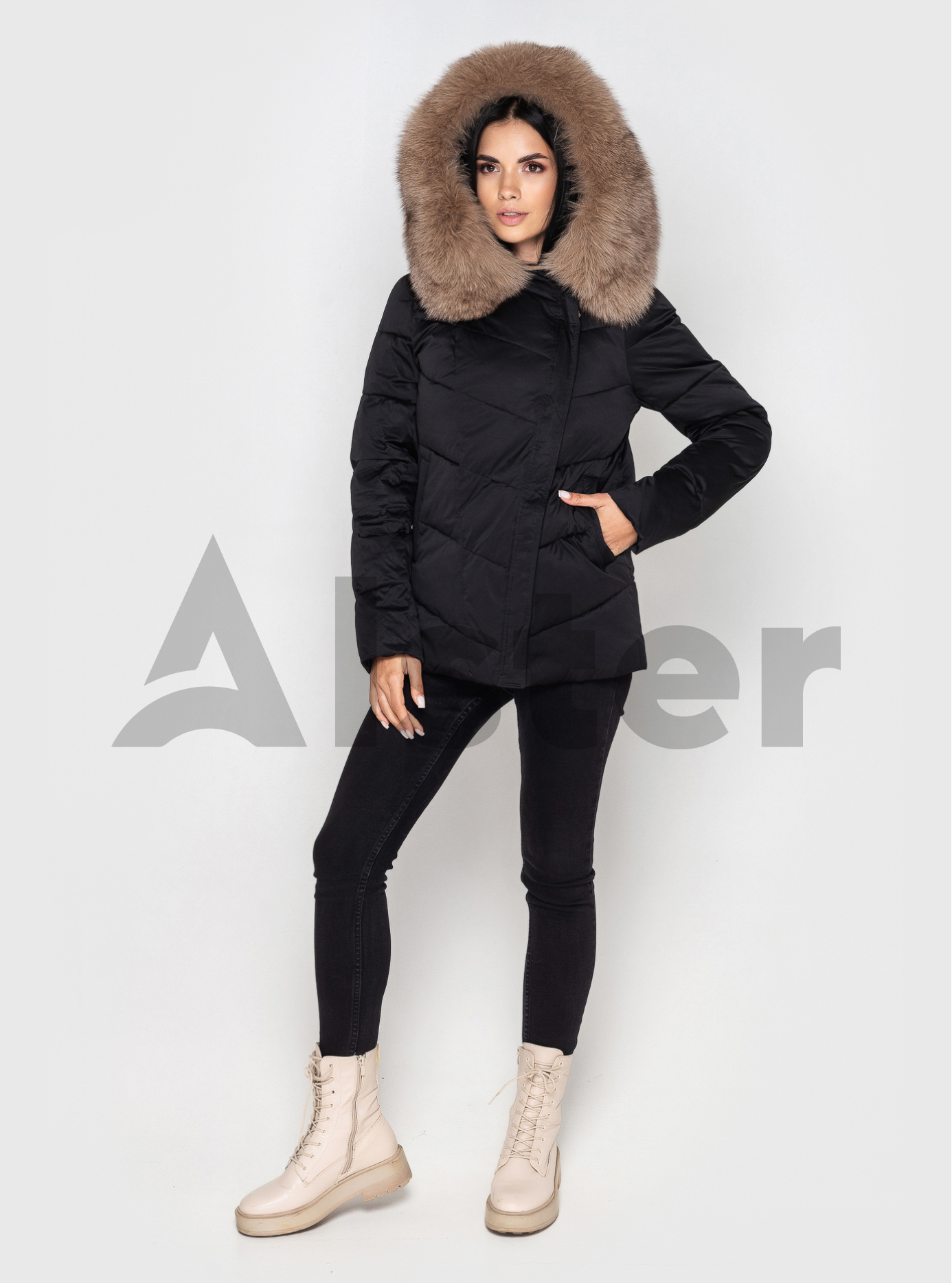 Короткая женская куртка ZLLY 3295 с мехом Чёрный M (ZL3295-02): фото - Alster.ua