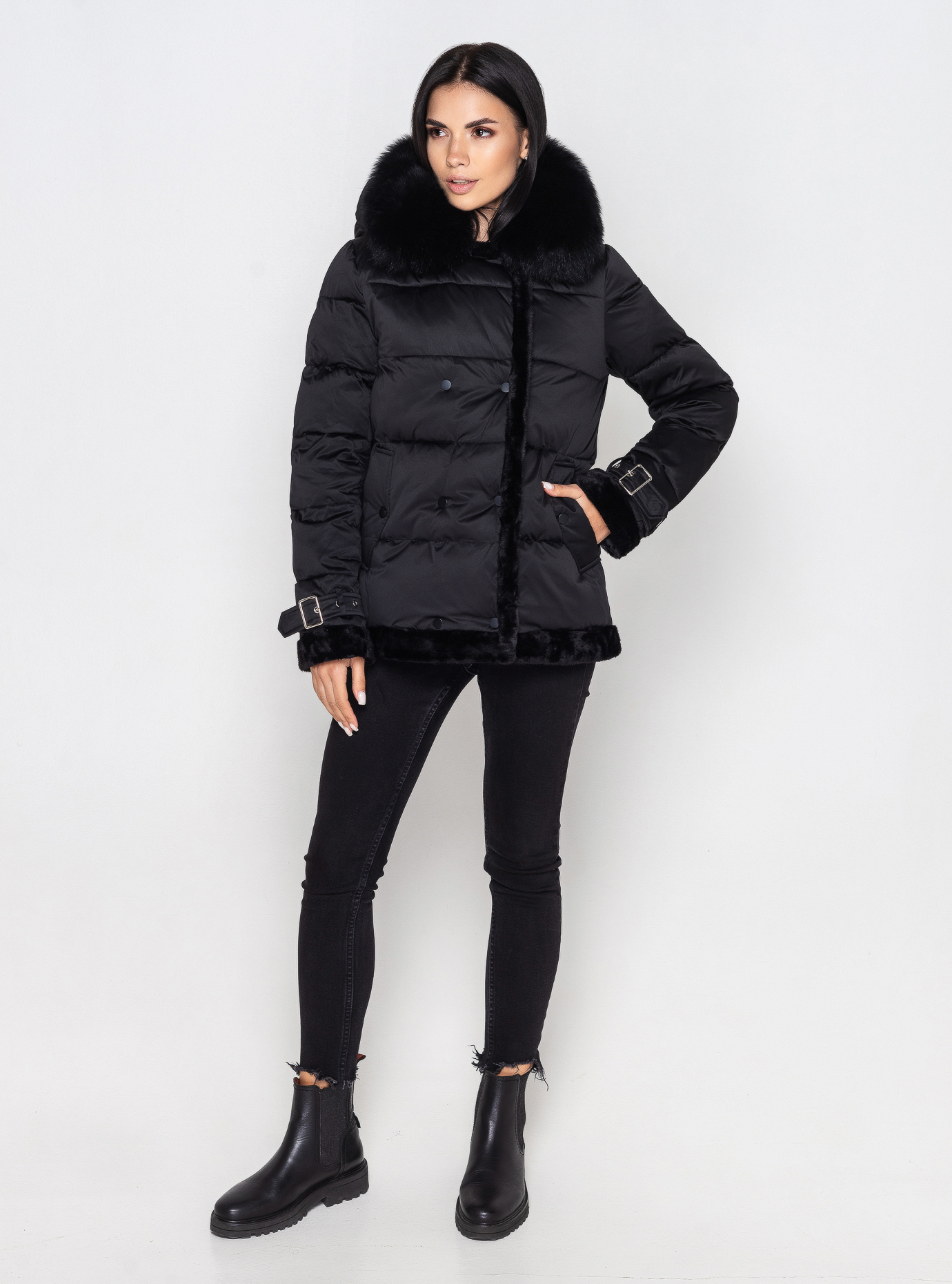 Зимняя женская куртка ZLLY 3303 с мехом Чёрный L (ZL3303-08): фото - Alster.ua