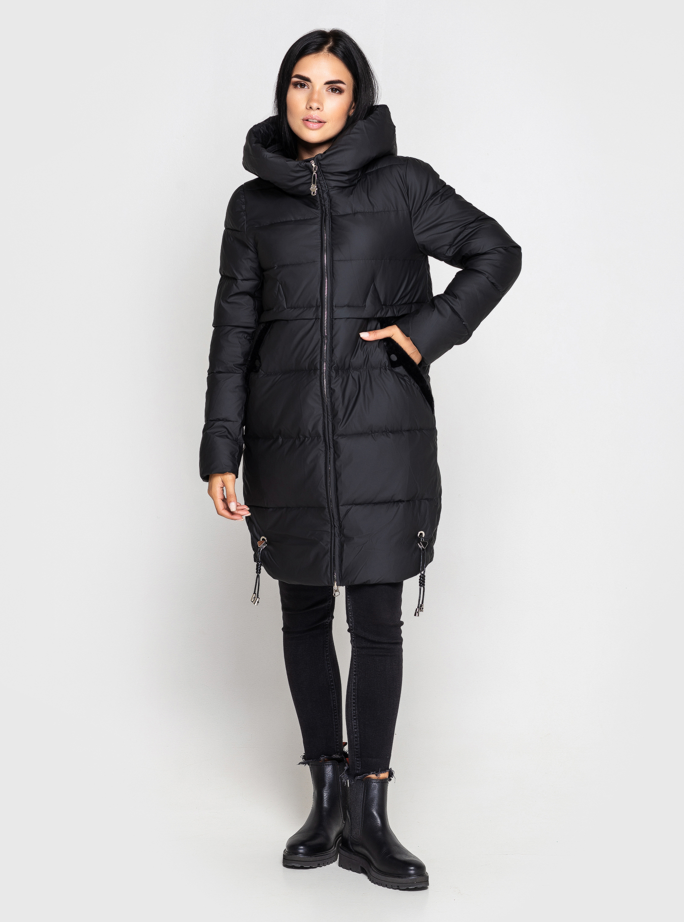 Зимняя женская удлиненная куртка ZLLY 3328 Чёрный M (ZL3328-02): фото - Alster.ua