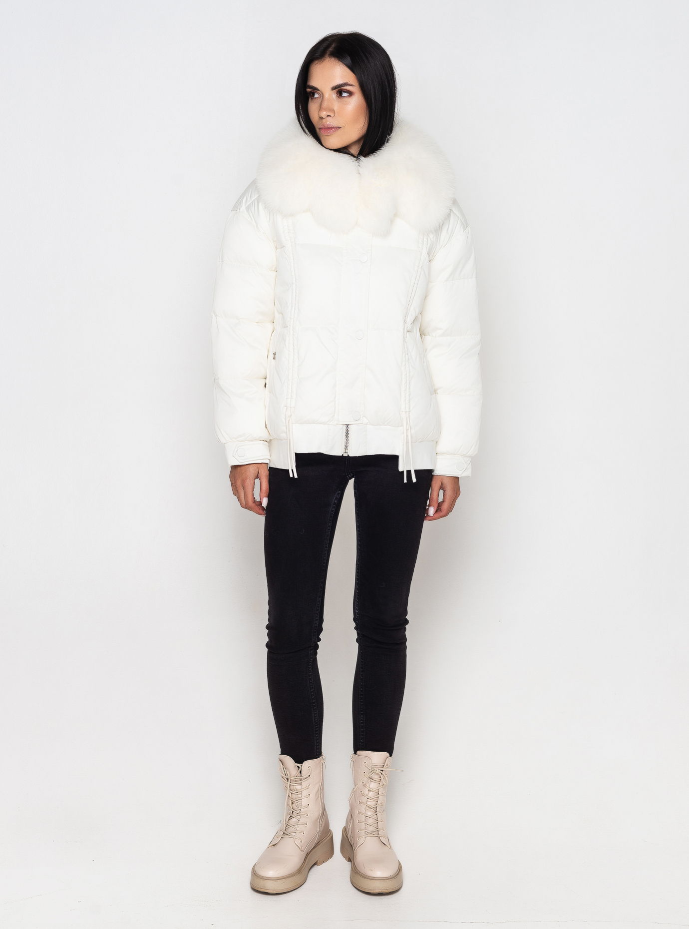 Зимняя куртка-бомбер ZLLY 3393 с мехом Белый M (ZL3393-02): фото - Alster.ua