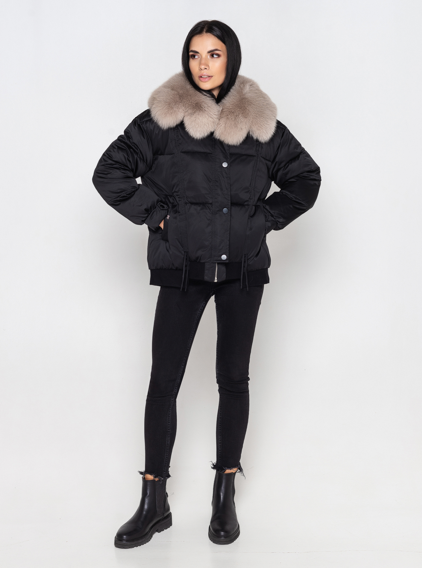 Зимняя куртка-бомбер ZLLY 3393 с мехом Чёрный XL (ZL3393-09): фото - Alster.ua