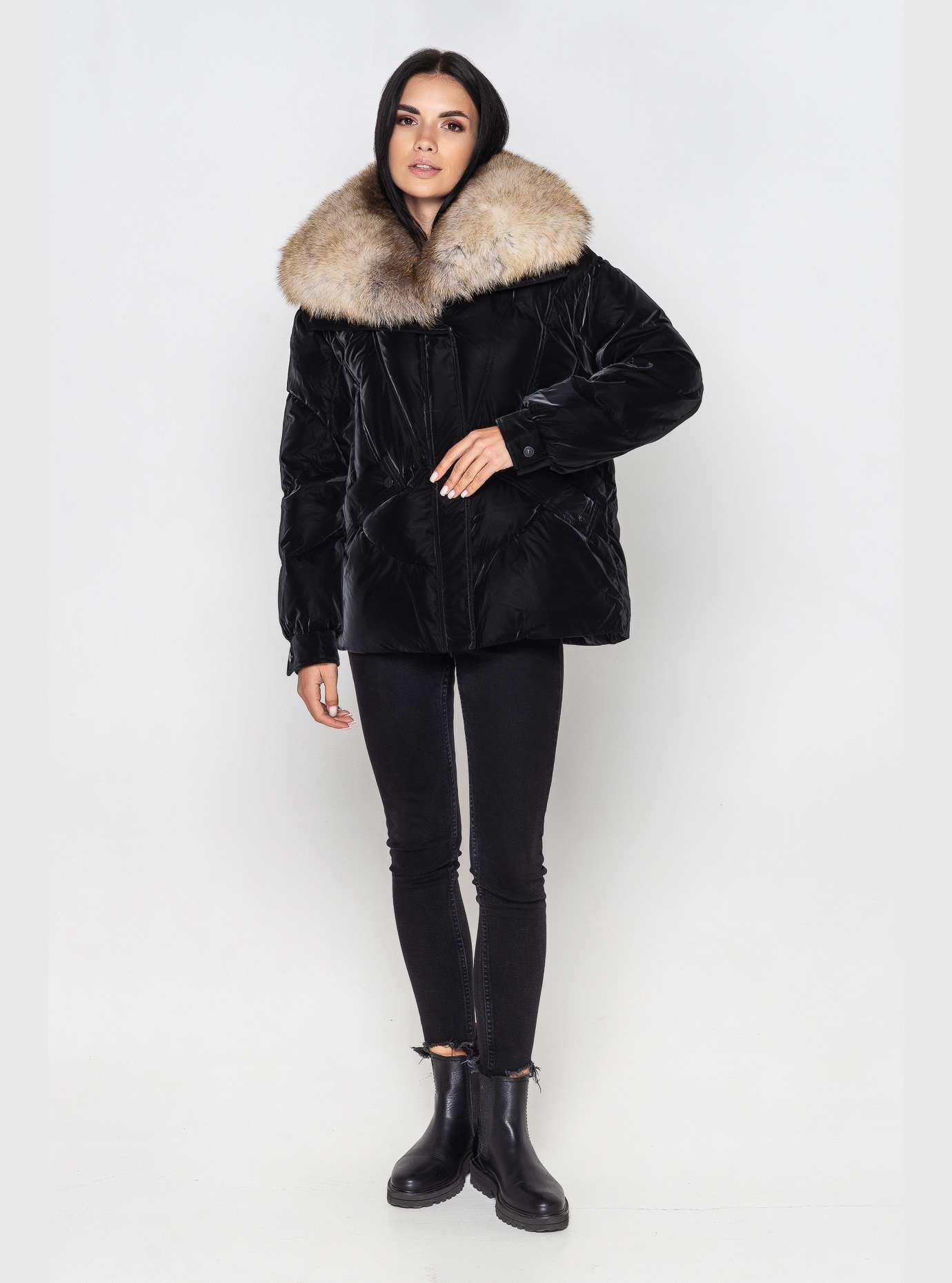Короткая куртка ZLLY 3730 с мехом Чёрный XL (ZL3730-04): фото - Alster.ua