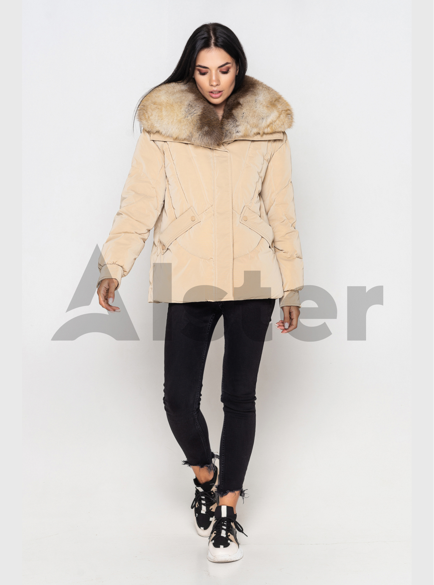 Короткая куртка ZLLY 3730 с мехом Бежевый L (ZL3730-08): фото - Alster.ua