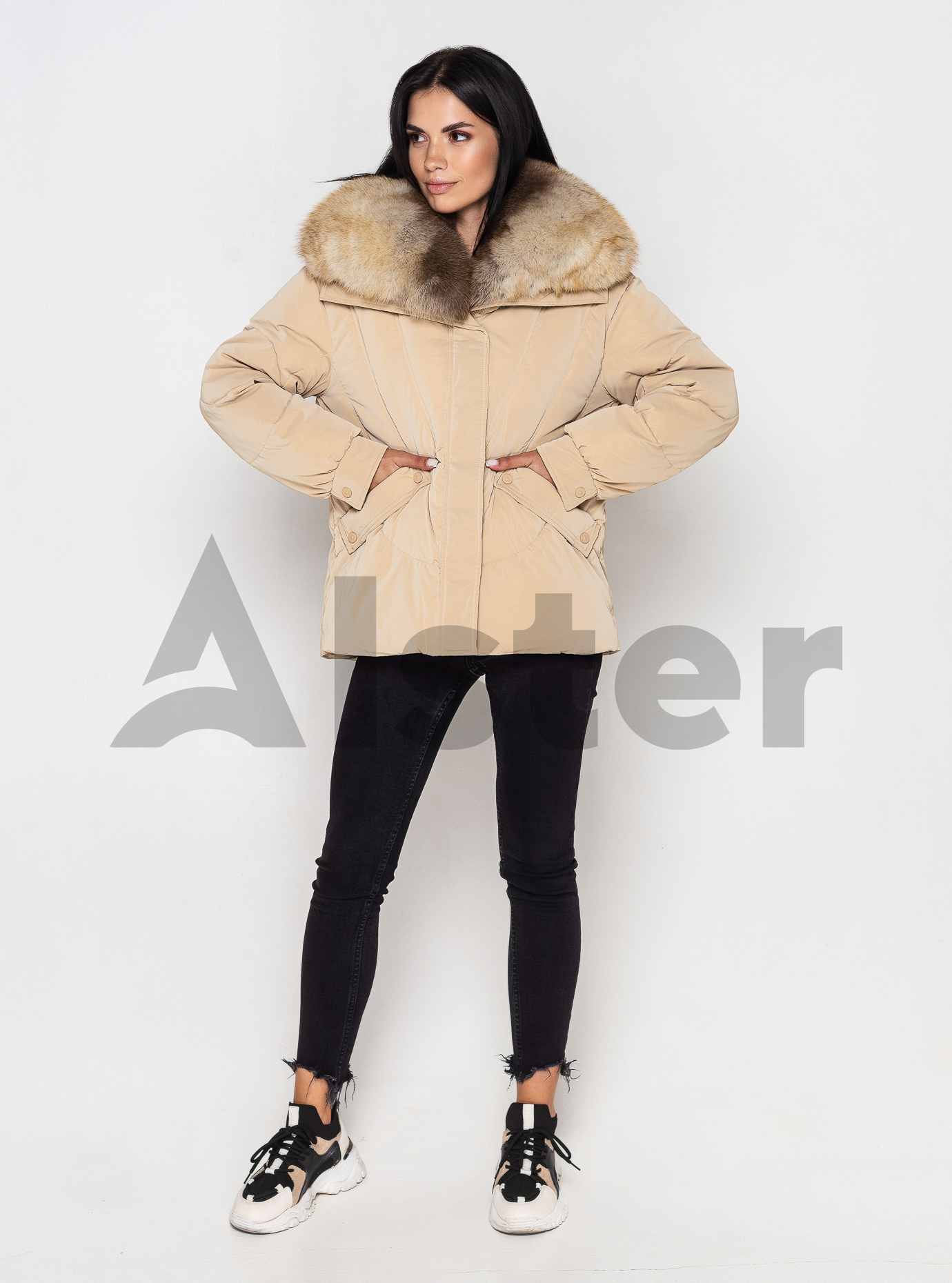 Короткая куртка ZLLY 3730 с мехом Бежевый L (ZL3730-08): фото - Alster.ua