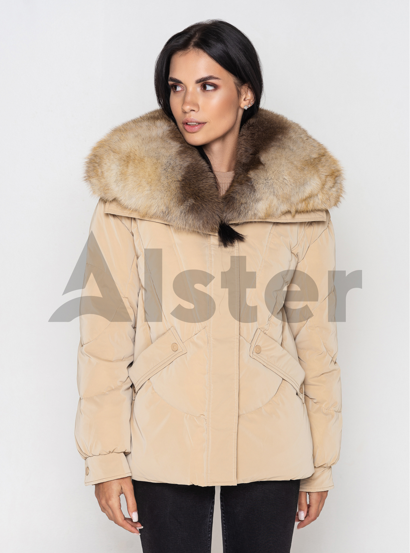 Короткая куртка ZLLY 3730 с мехом Бежевый L (ZL3730-08): фото - Alster.ua