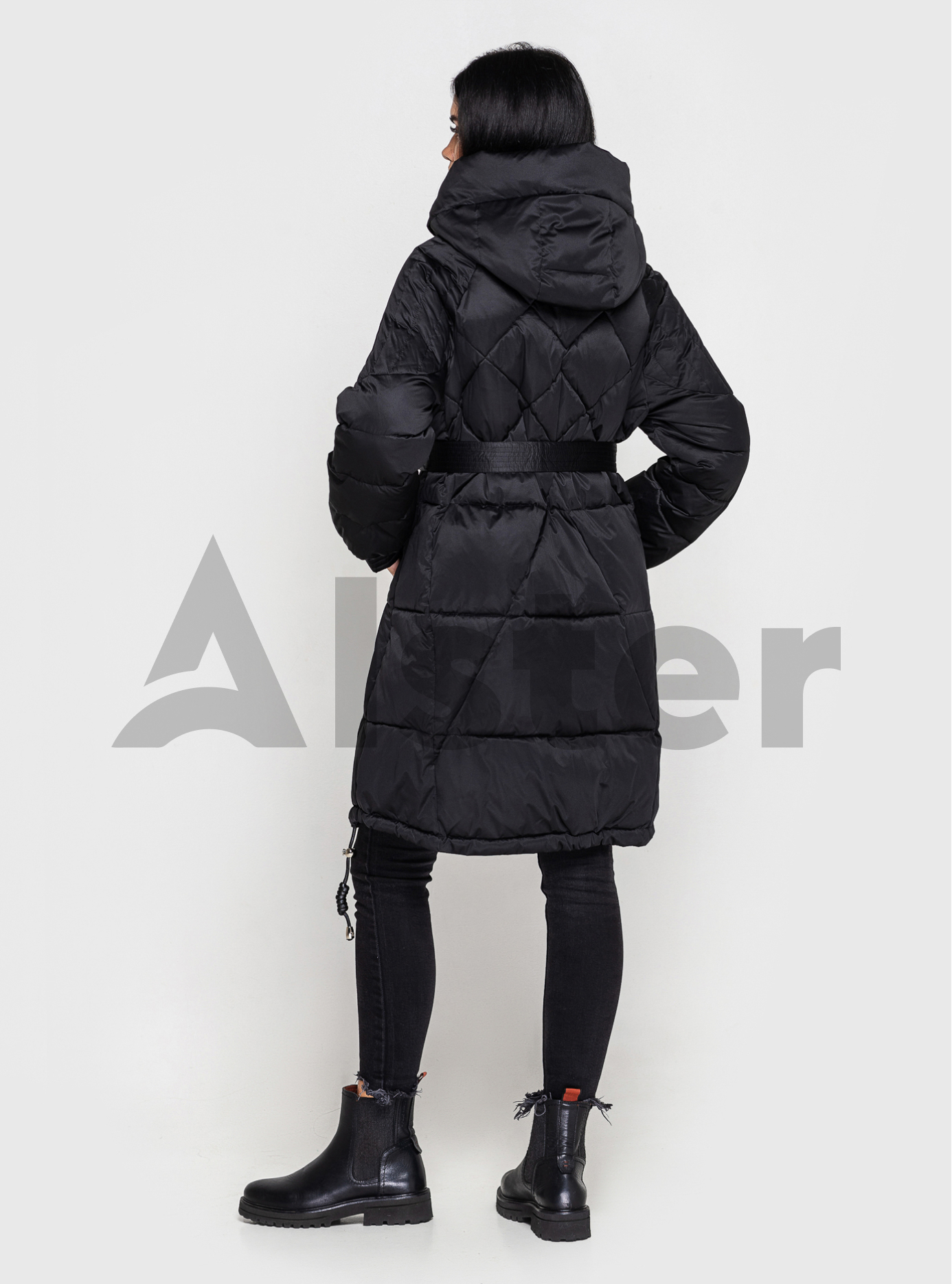 Удлинённая женская куртка ZLLY 3737 с поясом Чёрный S (ZL3737-06): фото - Alster.ua