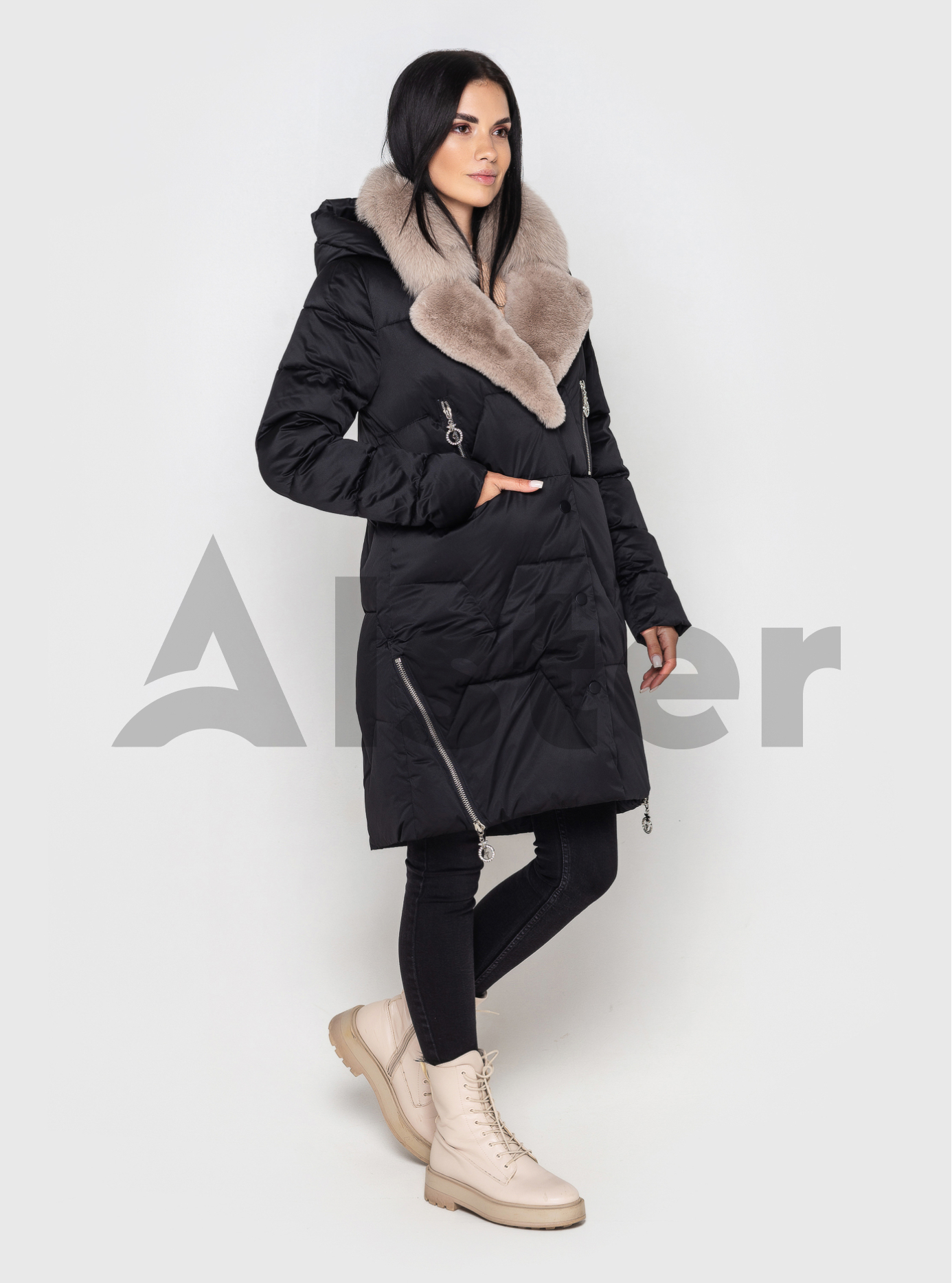 Куртка средней длины ZLLY 3750 с мехом Чёрный 2XL (ZL3750-10): фото - Alster.ua