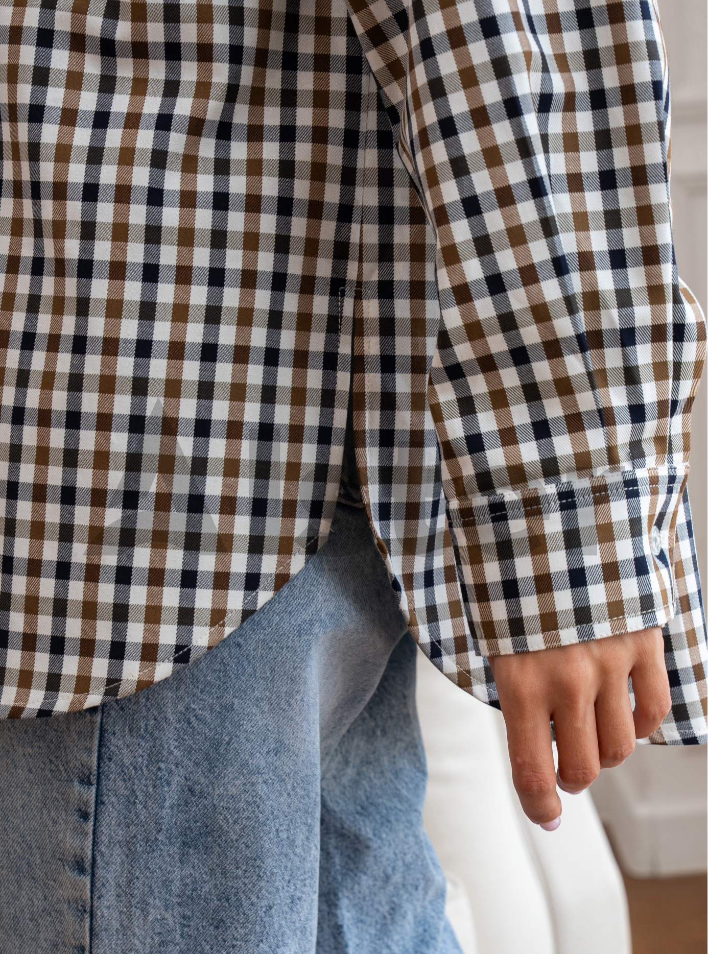 Женская клетчатая рубашка 2517 с длинным рукавом Оливковый S-M (A2517-04): фото - Alster.ua