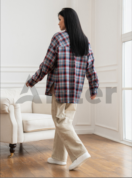 Женская клетчатая рубашка 2517 с длинным рукавом