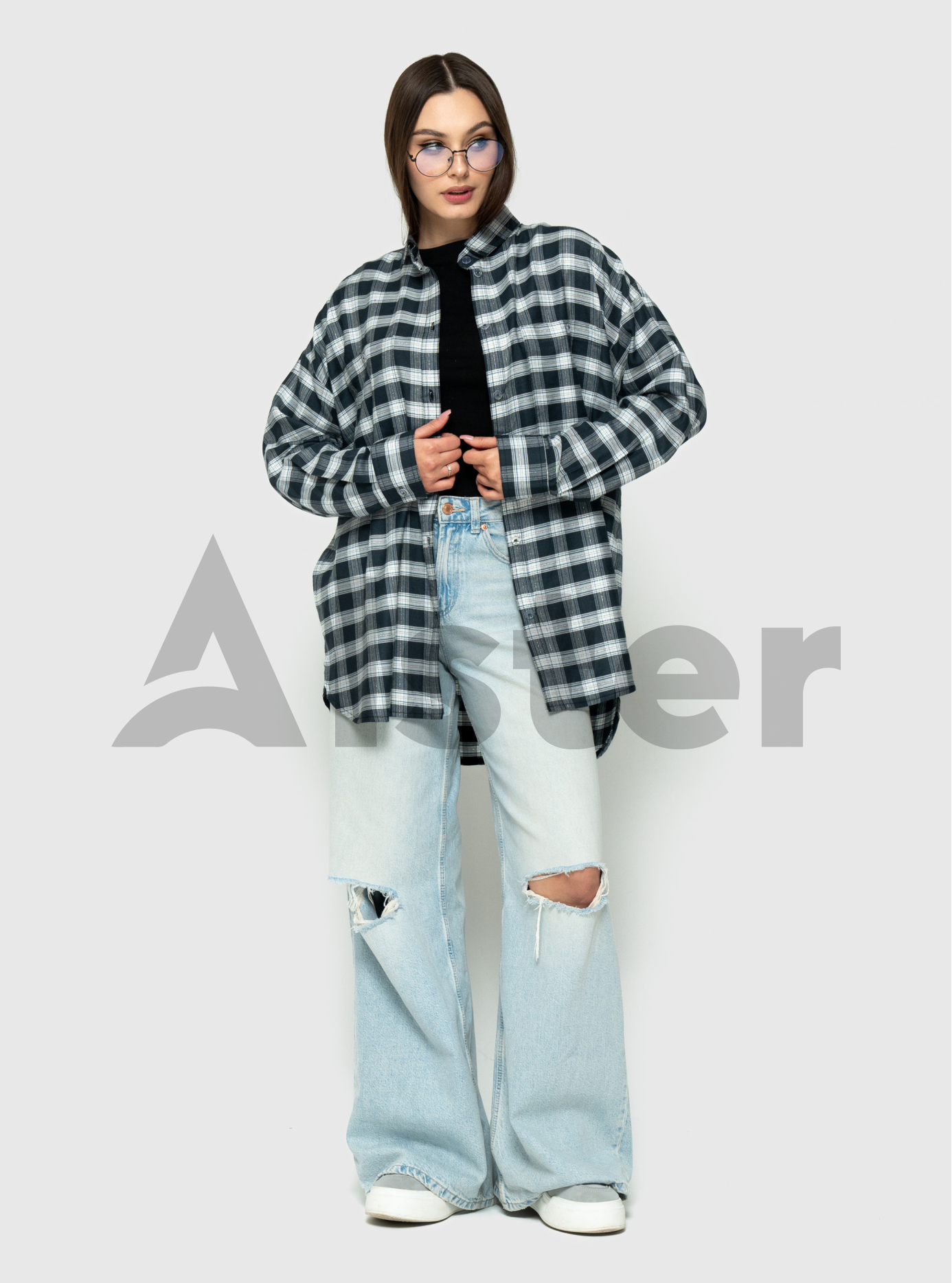 Женская клетчатая рубашка 2573 с длинным рукавом Зелёный S-M (A2573-01): фото - Alster.ua