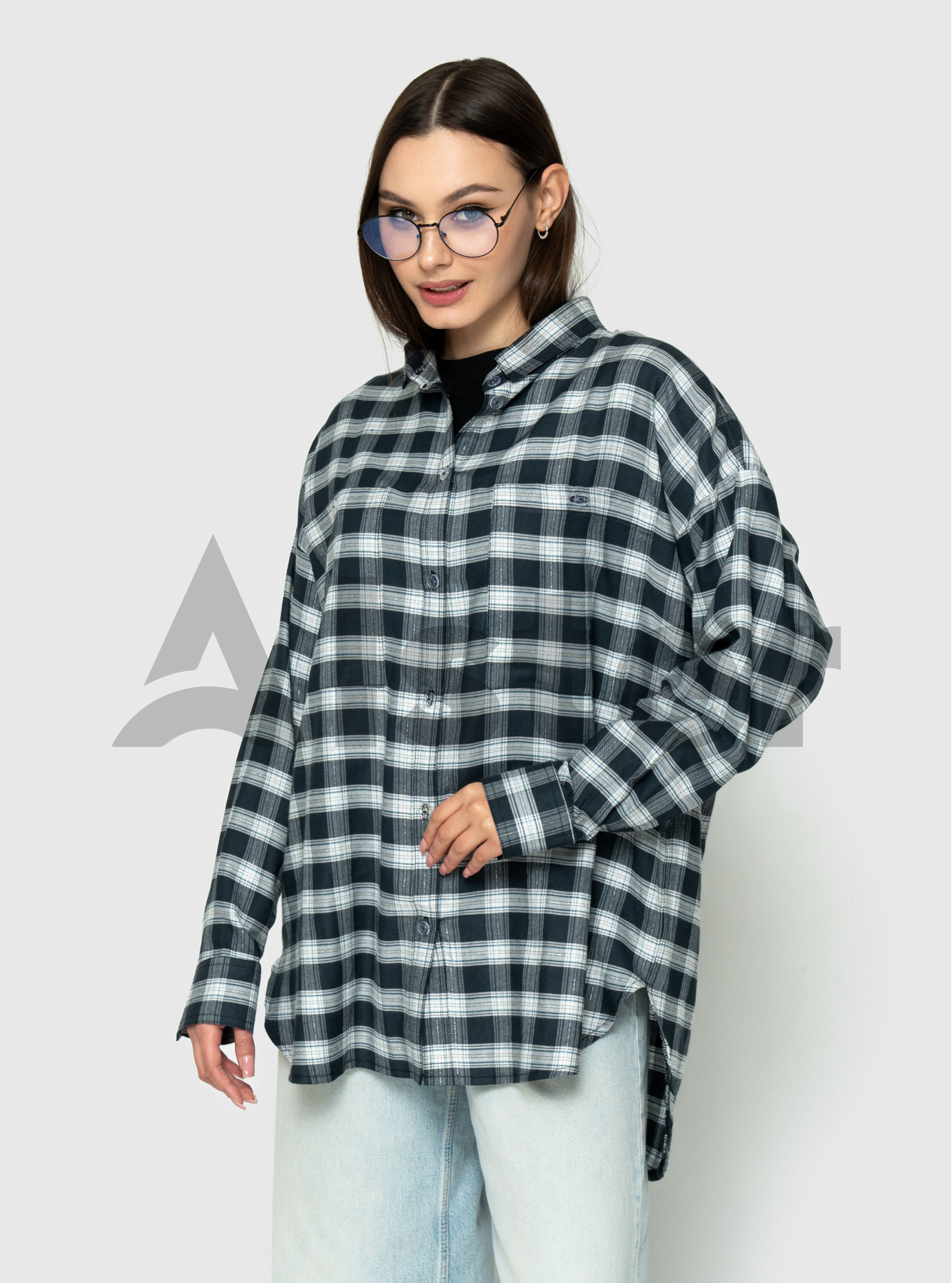 Женская клетчатая рубашка 2573 с длинным рукавом Зелёный S-M (A2573-01): фото - Alster.ua
