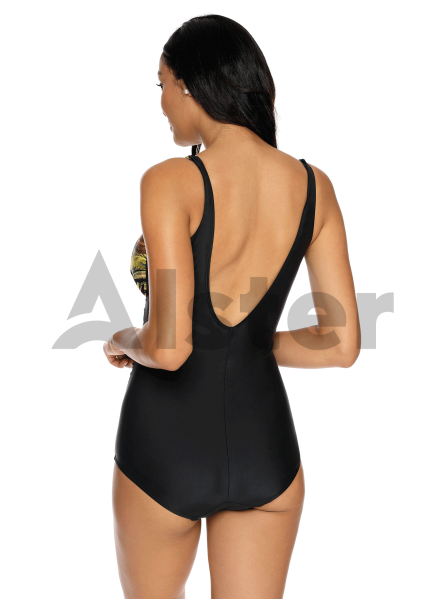 Сдельный купальник с тропическим принтом