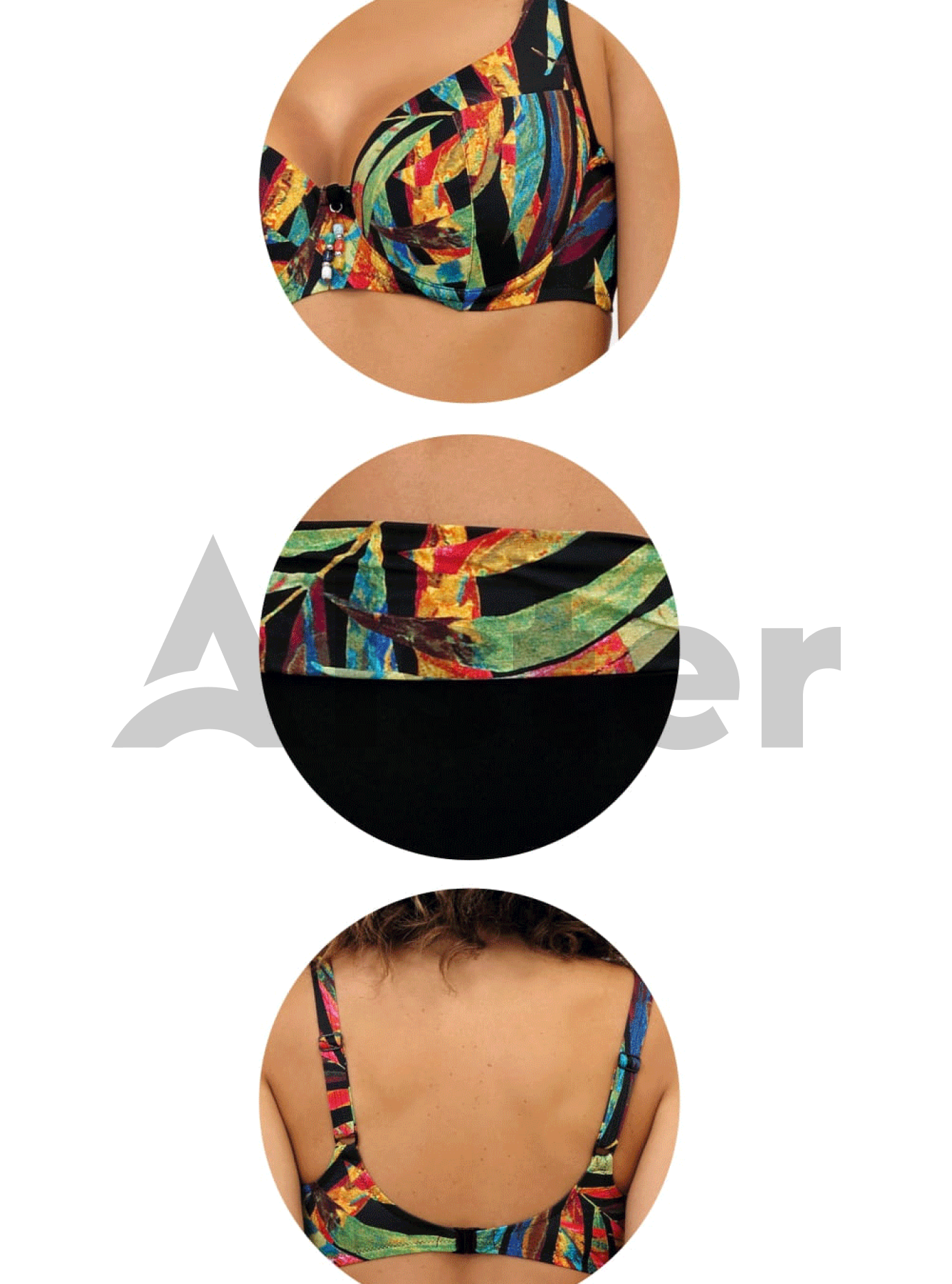 Раздельный купальник с манжетом на плавках Чёрный 46D (01-KF20074): фото - Alster.ua