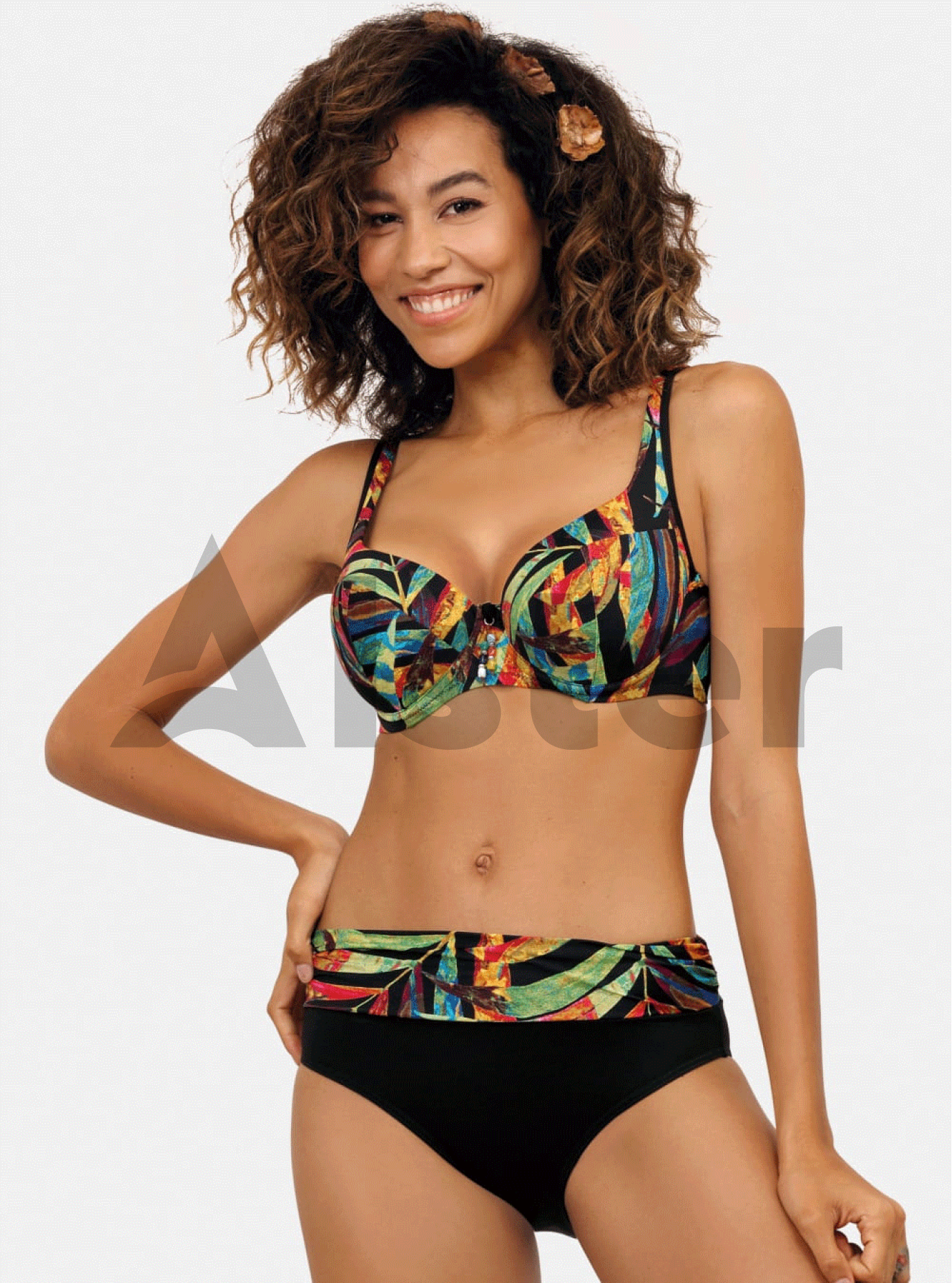 Раздельный купальник с манжетом на плавках Чёрный 46D (01-KF20074): фото - Alster.ua