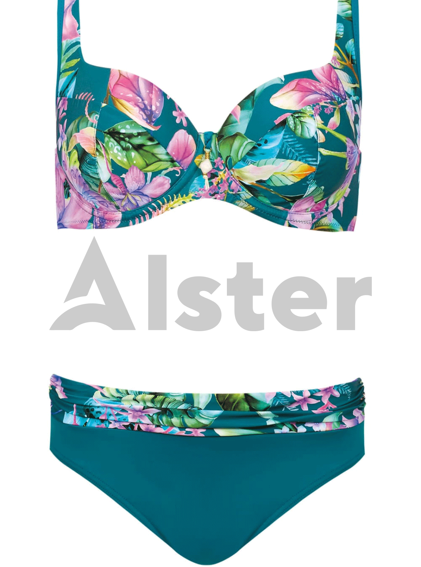 Раздельный купальник с манжетом на плавках Бирюзовый 46D (01-KF20088): фото - Alster.ua