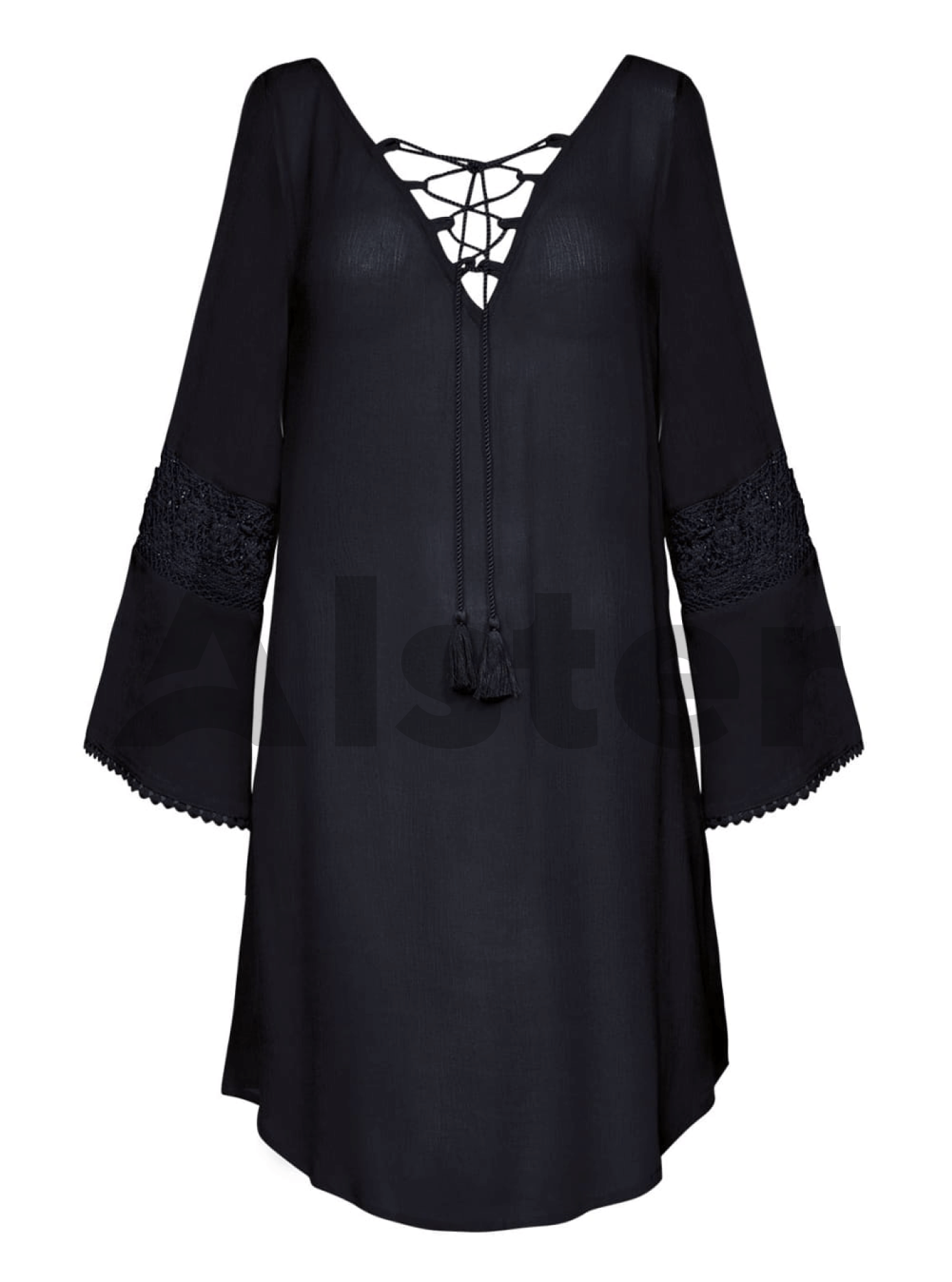 Пляжная туника с вышивкой Чёрный S (01-T19007): фото - Alster.ua
