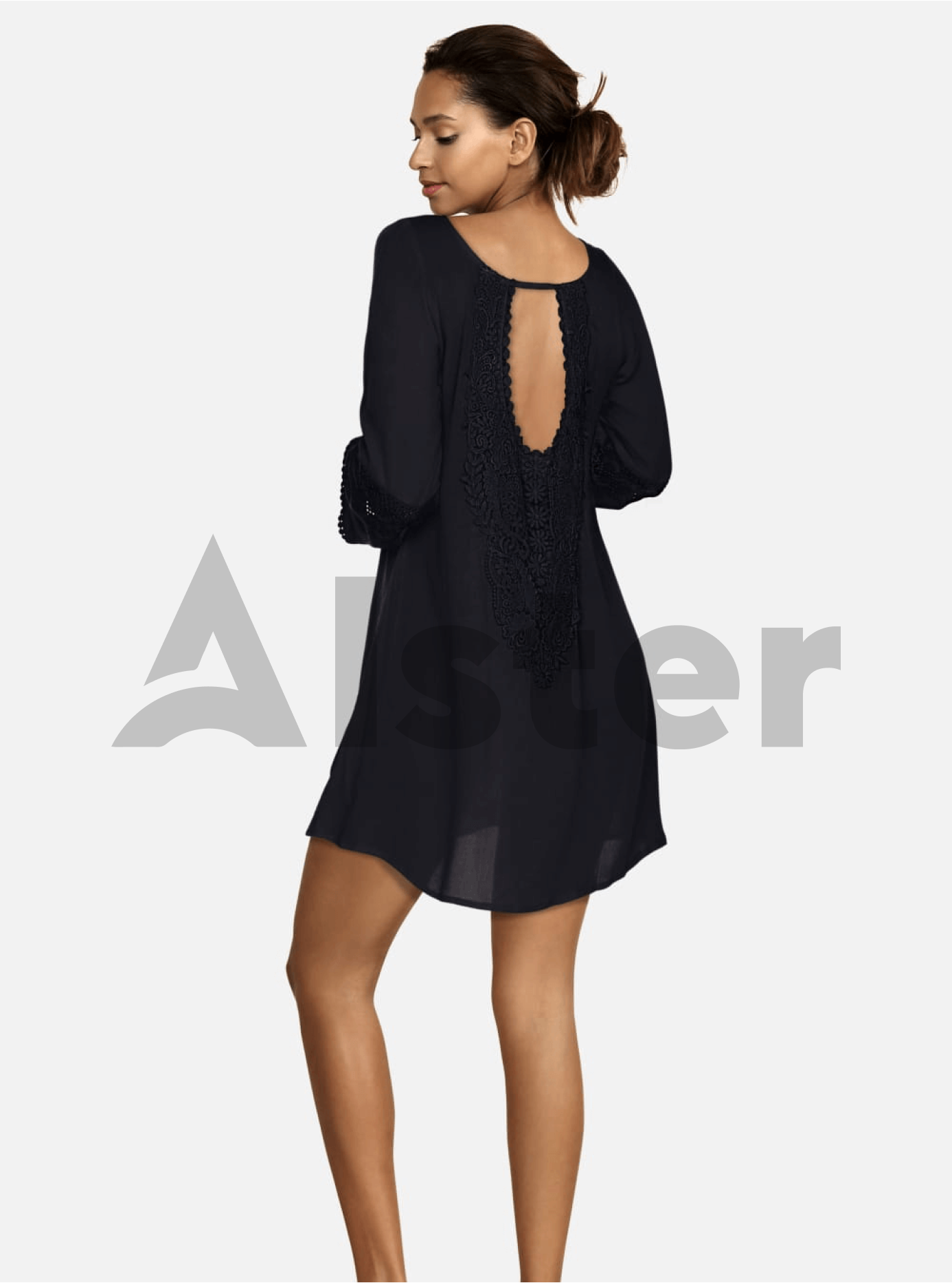 Пляжная туника с вышивкой Чёрный S (01-T19007): фото - Alster.ua