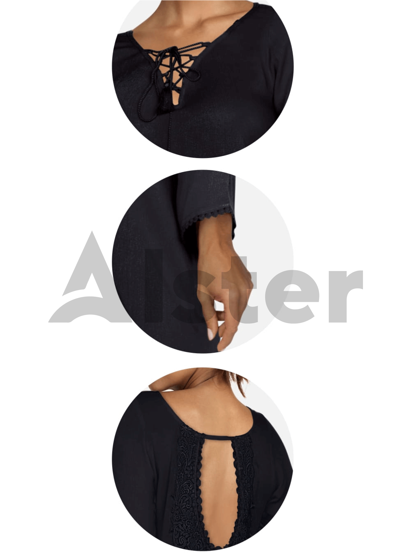 Пляжная туника с вышивкой Чёрный S (01-T19007): фото - Alster.ua