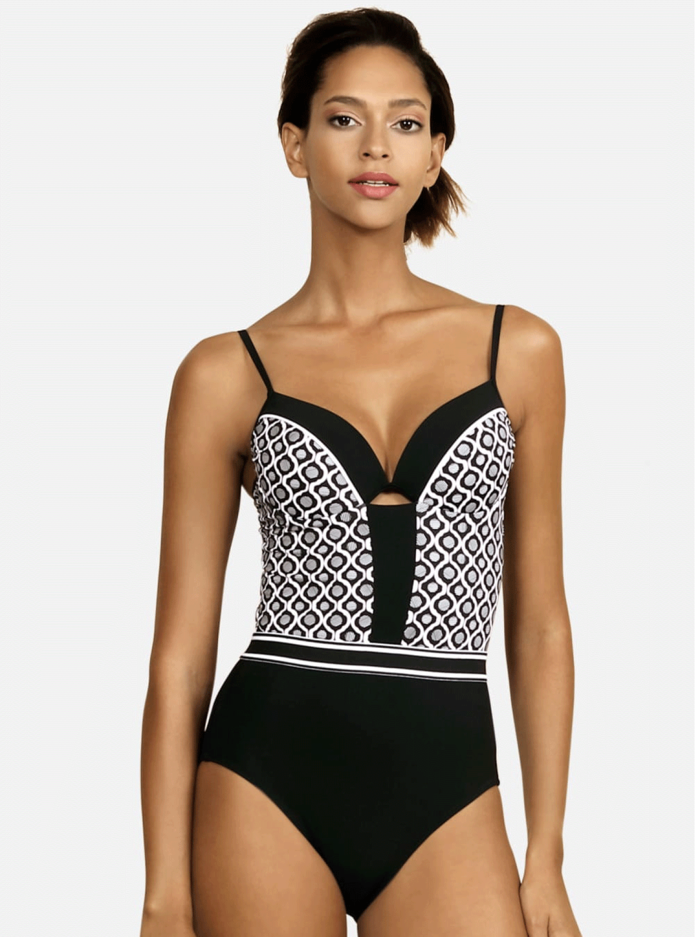 Сдельный комбинированный купальник Чёрный 42C (01-KF20276): фото - Alster.ua