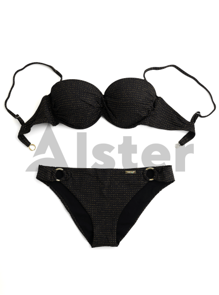 Раздельный однотонный купальник с люрексом