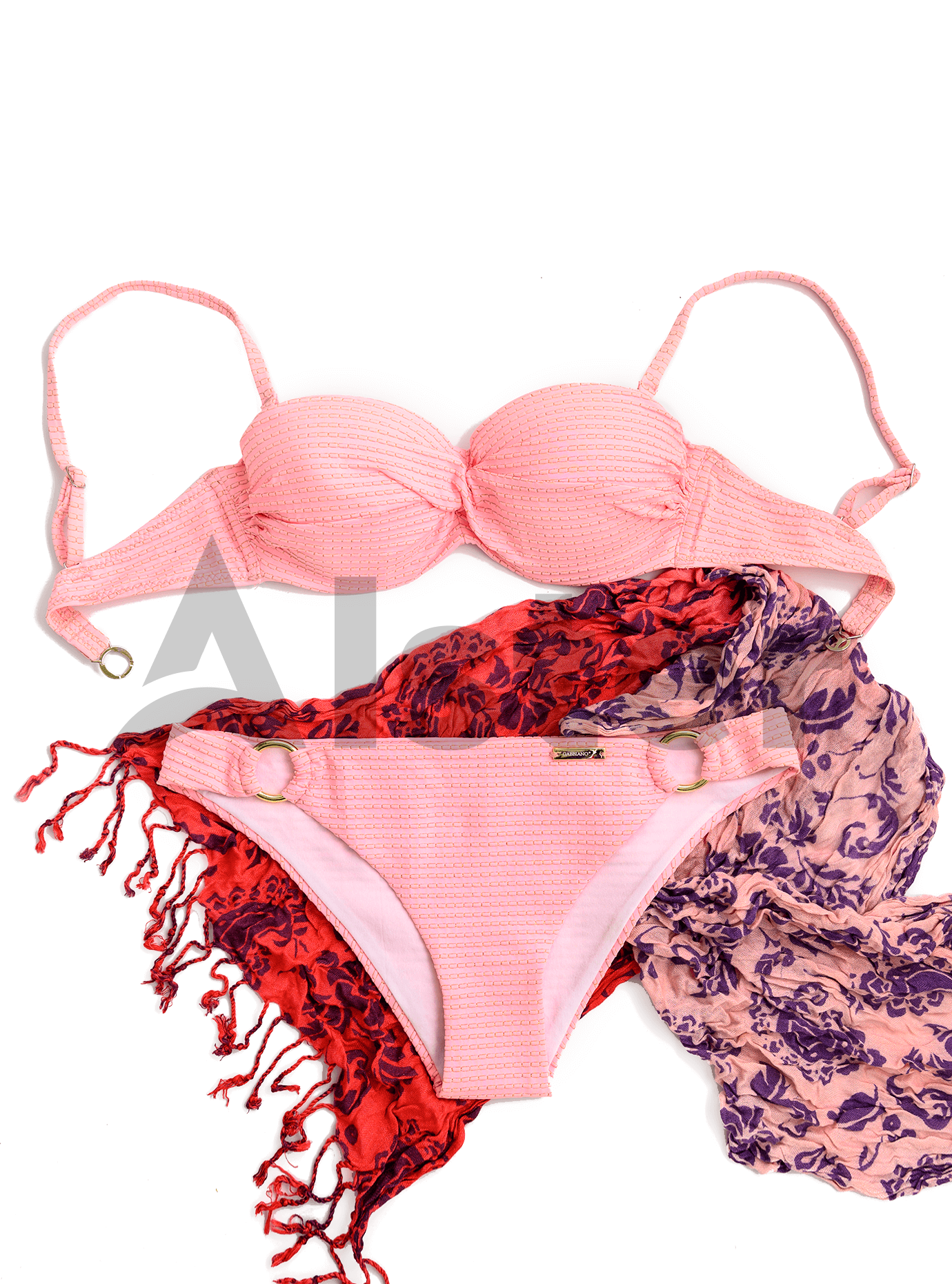 Раздельный однотонный купальник с люрексом Светло розовый 42C (01-KG190125): фото - Alster.ua