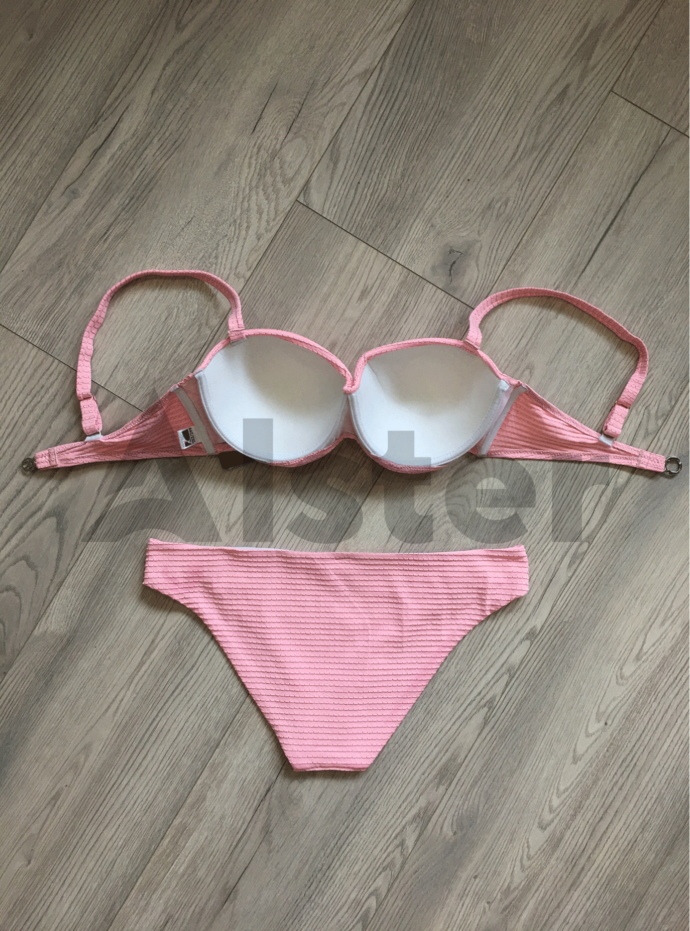 Раздельный однотонный купальник с люрексом Светло розовый 42C (01-KG190125): фото - Alster.ua