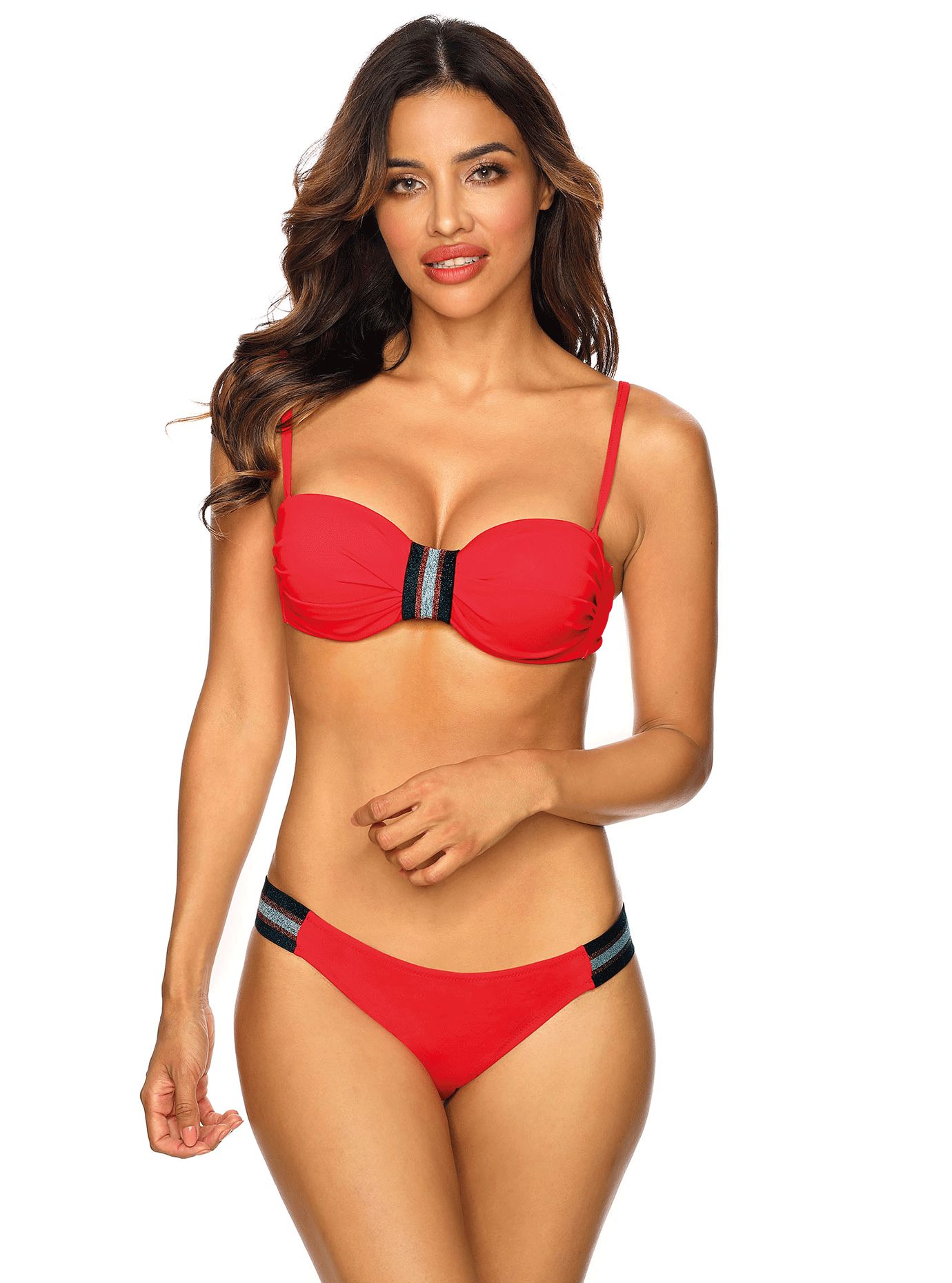 Раздельный купальник с резинками Красный 42 (01-KE19316): фото - Alster.ua