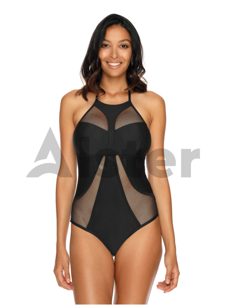 Сдельный купальник с сеткой