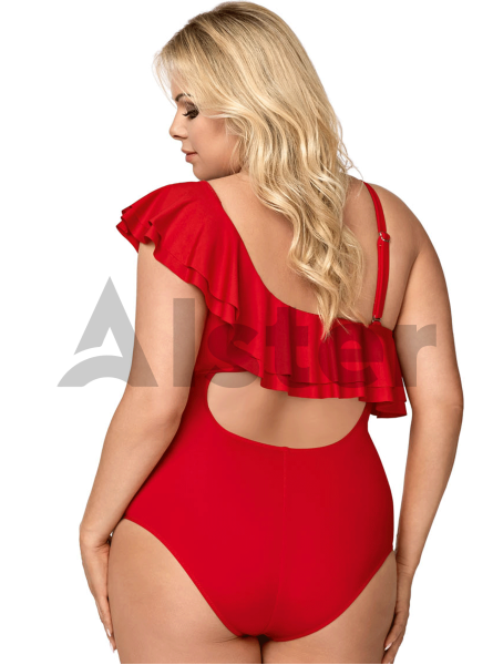 Сдельный купальник с рюшей на одно плечо