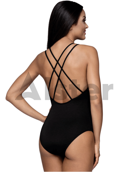 Сдельный купальник со вставкой из сетки