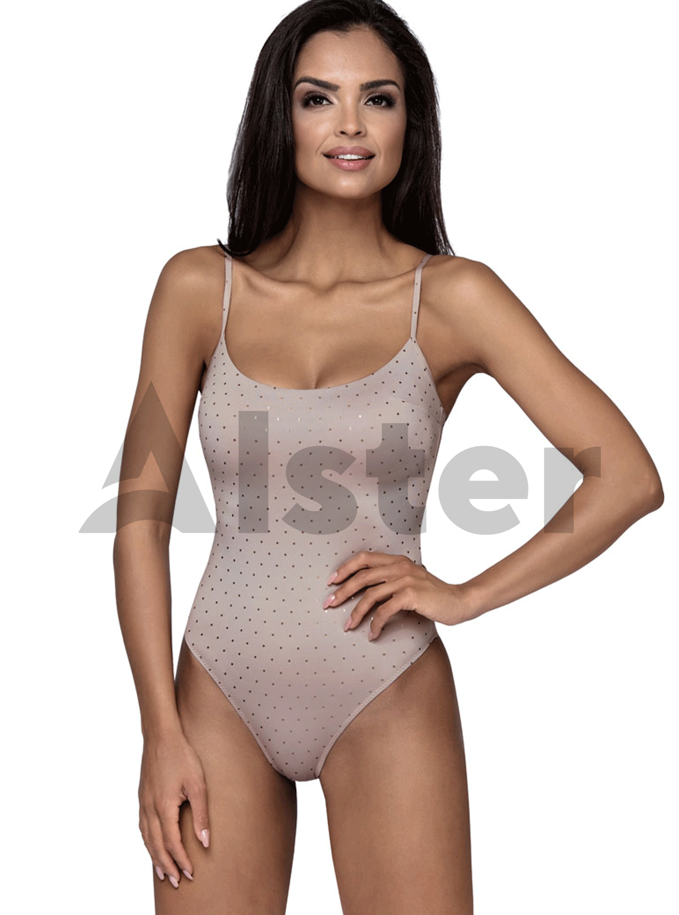 Сдельный купальник на тонких бретелях Бежевый 36 (01-KL20087): фото - Alster.ua