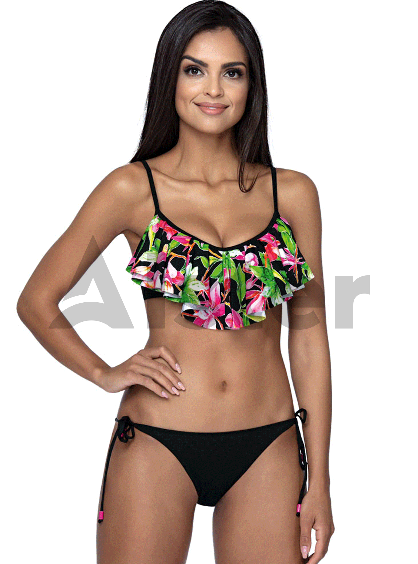 Раздельный купальник с воланом Чёрный 42 (01-KL20058): фото - Alster.ua