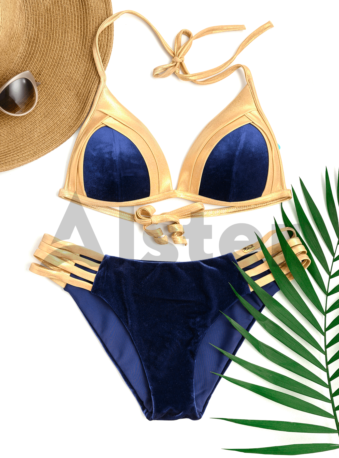 Раздельный купальник из велюровой ткани Синий 40D (01-K190937): фото - Alster.ua Раздельный купальник из велюровой ткани Синий 40D (01-K190937): фото - Alster.ua