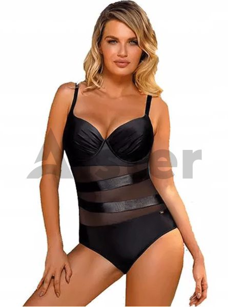 Сдельный купальник со вставками из сетки