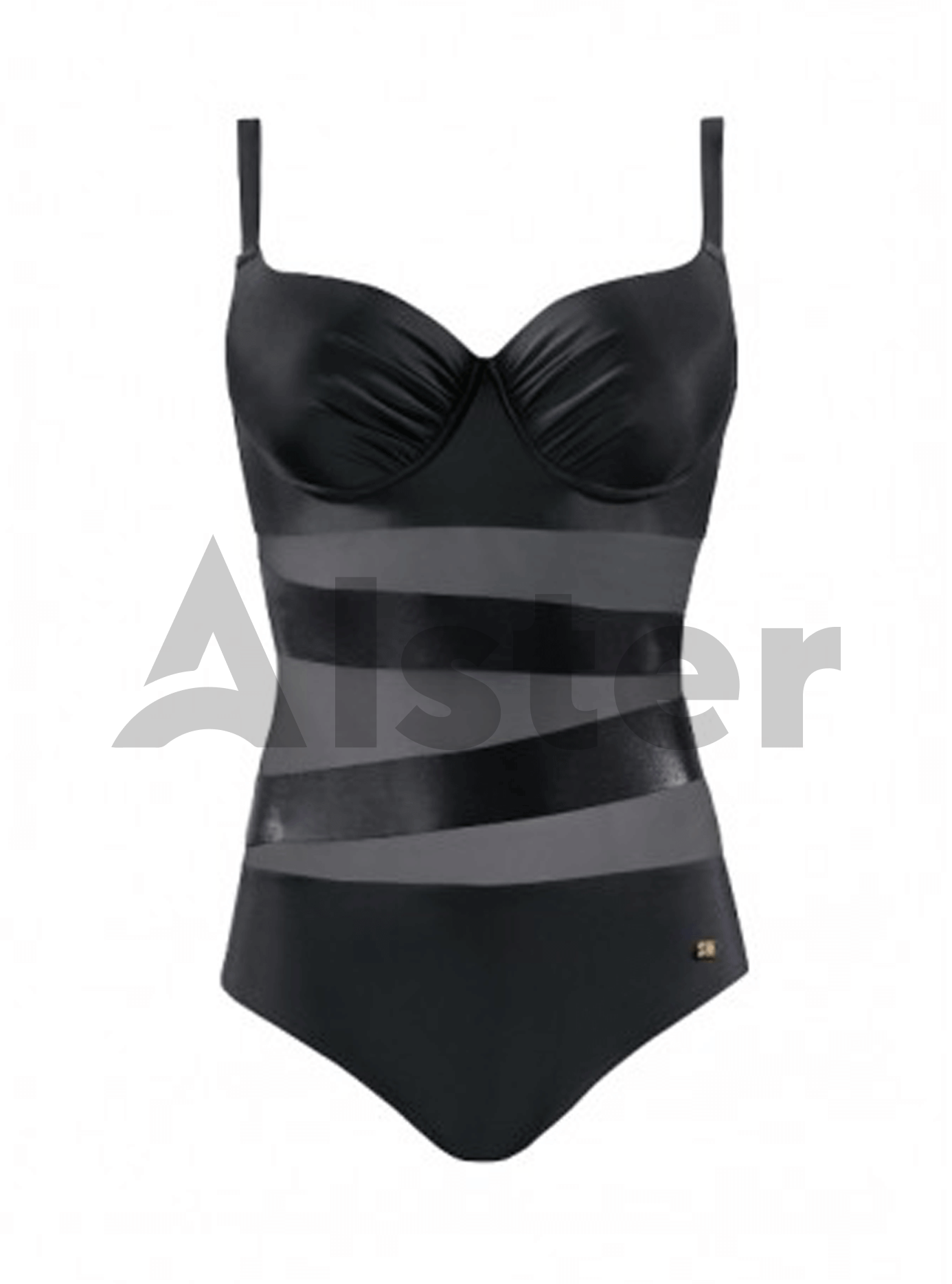 Сдельный купальник со вставками из сетки Чёрный 42E (01-K190906E): фото - Alster.ua