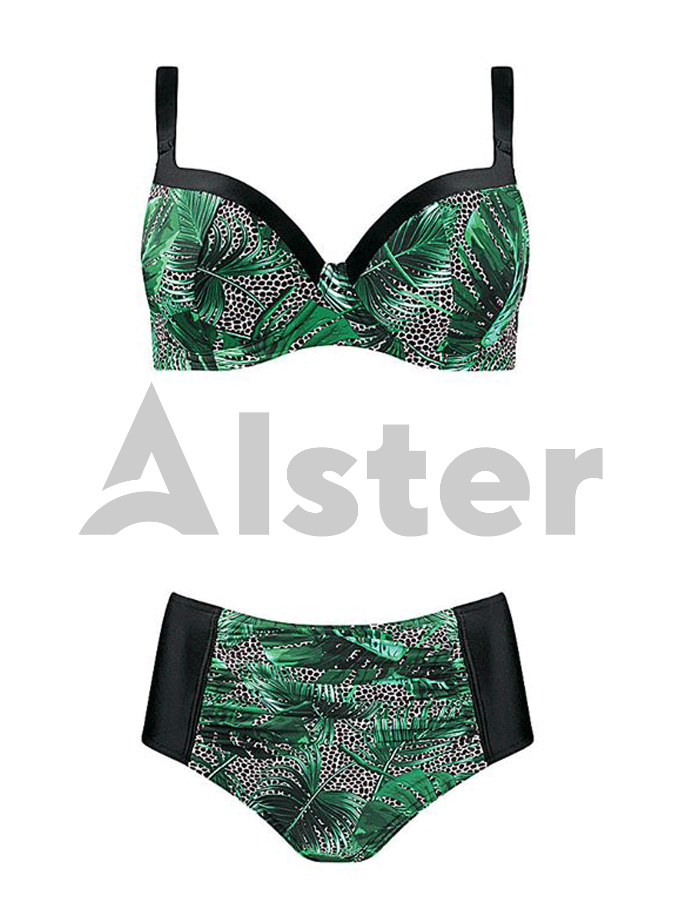 Раздельный купальник с высокими плавками Зелёный 46F (01-K190837): фото - Alster.ua