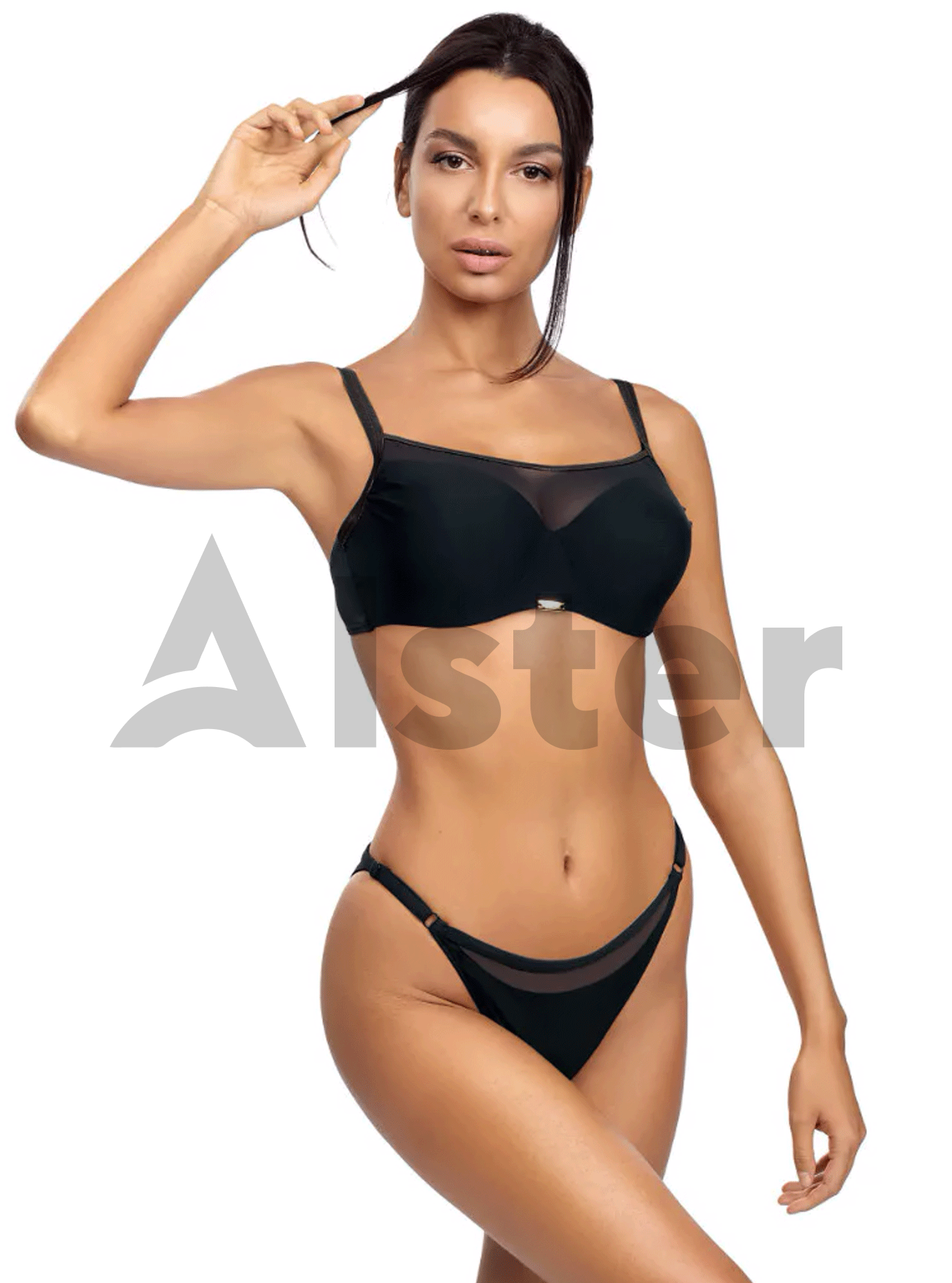 Купальник балконет с сеткой SELF S1002LM Чёрный 40D (01-KS210015): фото - Alster.ua