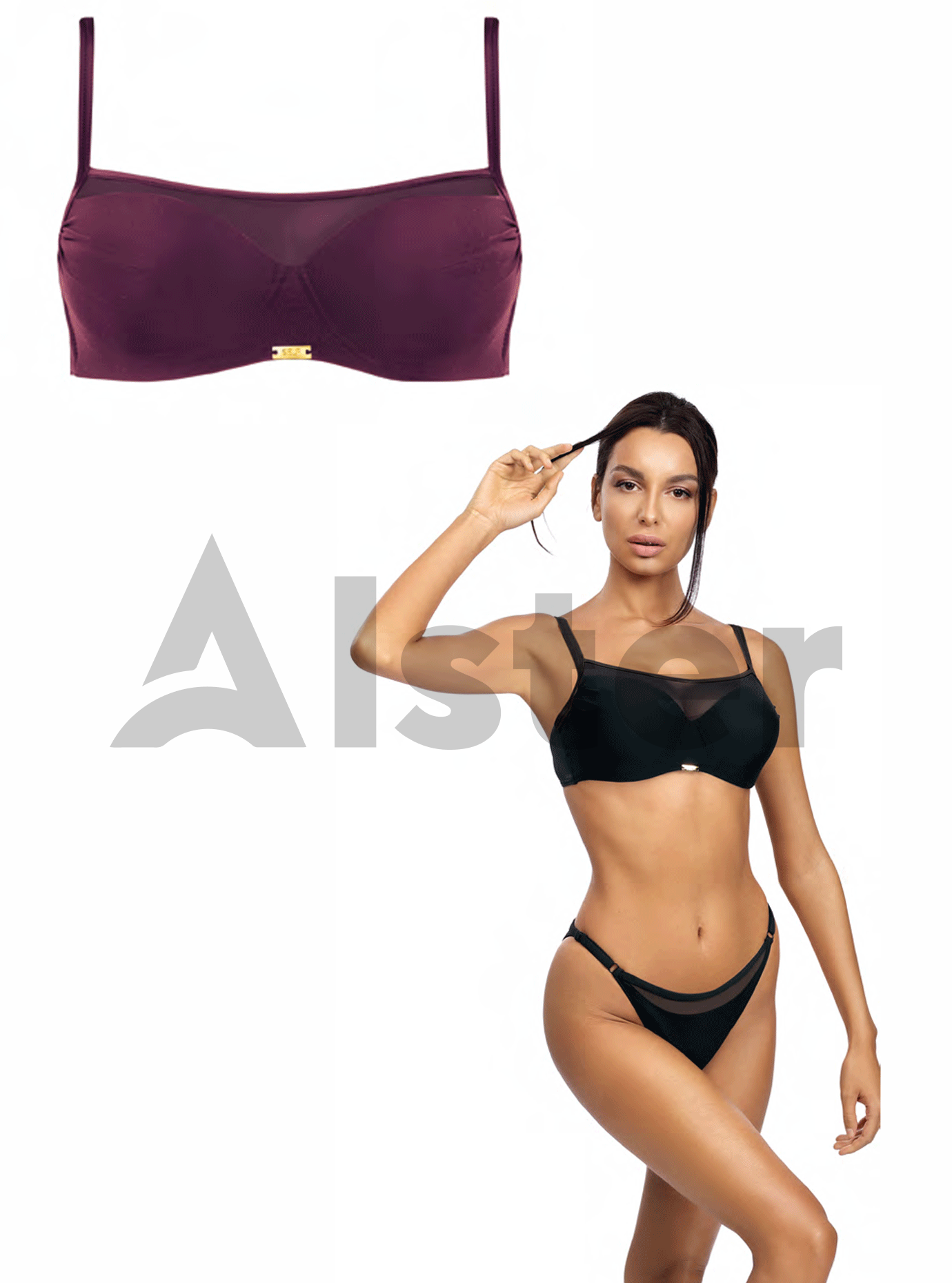 Купальник балконет с сеткой SELF S1002LM Бордовый 38B (01-KS210071): фото - Alster.ua