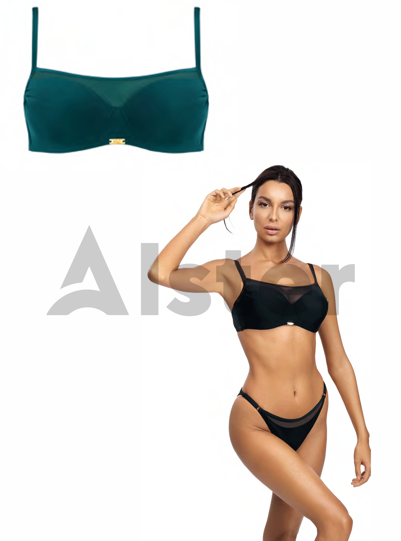 Купальник балконет с сеткой SELF S1002LM Изумруд 38D (01-KS210085): фото - Alster.ua