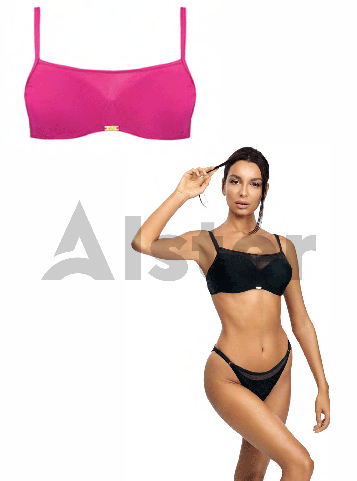 Купальник балконет с сеткой SELF S1002LM Малиновый 38E (01-KS210062): фото - Alster.ua