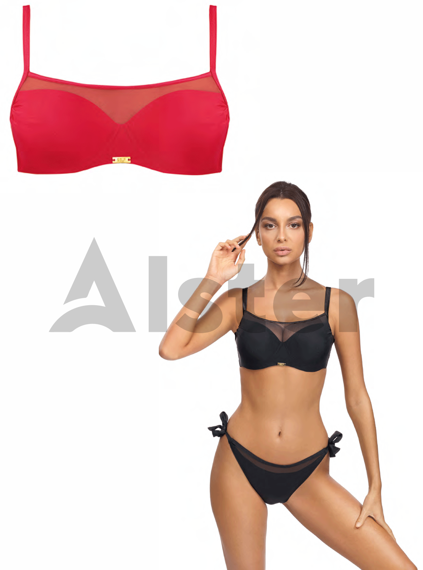 Купальник балконет с сеткой SELF S1002WM Красный 38B (01-KS210029): фото - Alster.ua