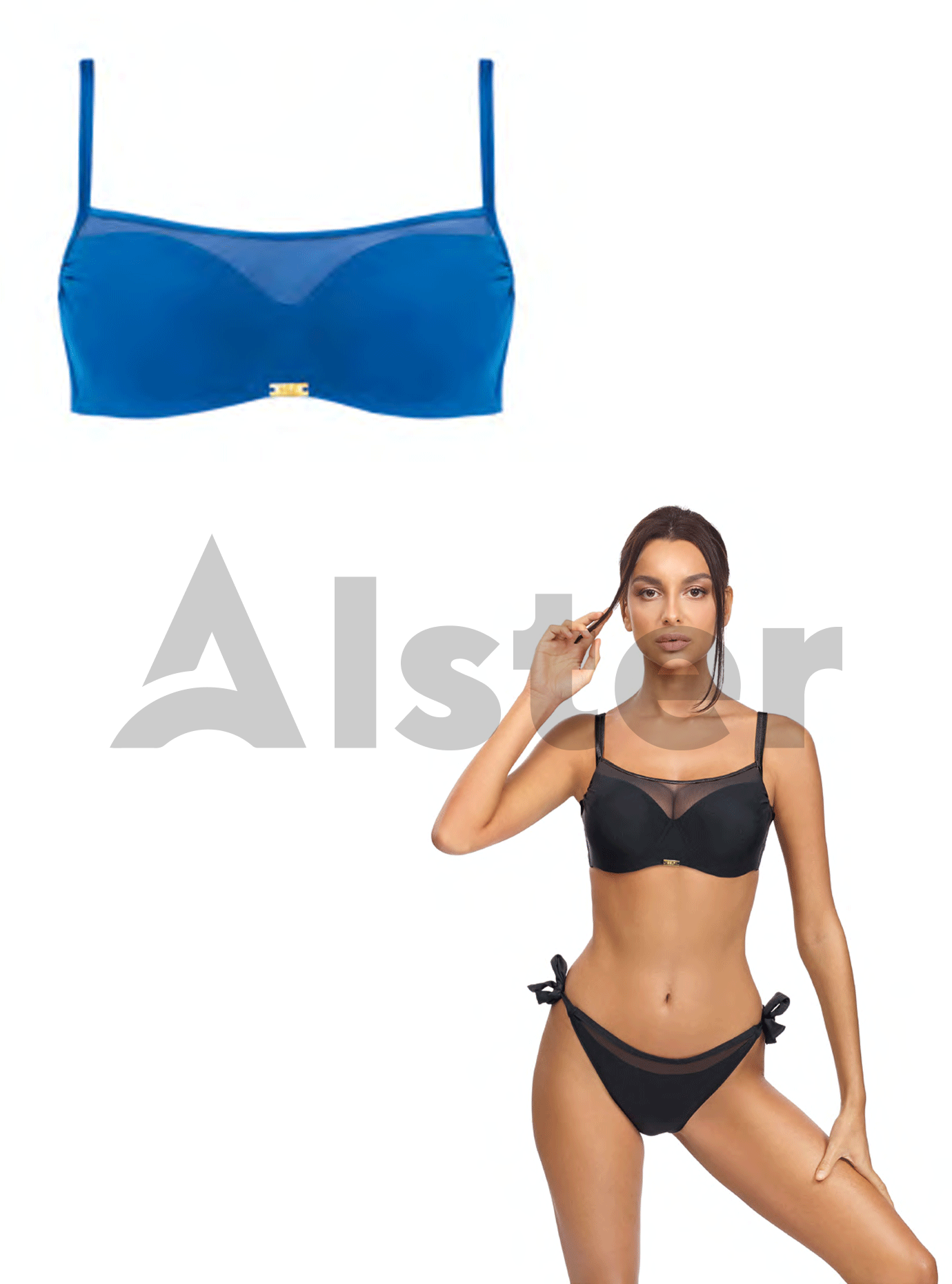 Купальник балконет с сеткой SELF S1002WM Голубой 42D (01-KS210041g): фото - Alster.ua